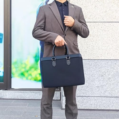 Men’s Business Briefcase, Waterproof Oxford Laptop Bag 14 Inch, Large Capacity Expandable Handheld Portfolio for Work, Black