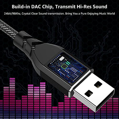 APETOO USB to 3.5mm Audio Adapter, External Stereo Sound Card for PC Laptop | USB A to Aux Jack Dongle Cable Cord for Headphones & Headset, Compatible with MacOS, Windows, Linux, Desktop, Gaming Consoles