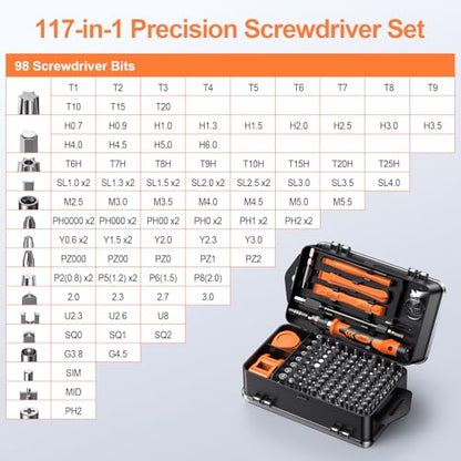 JOREST 117 in 1 Precision Screwdriver Set, Tool Gifts for Men, Mini Repair Tool Kit with Torx Triwing Bits, Repair for Computer, Macbook, Laptop, PC, RC, PS5, iphone, Electronics, XBOX, Glasses