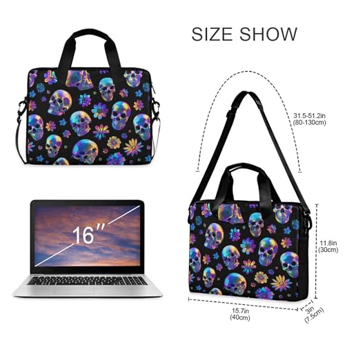 MNSRUU Laptop Bag for 15.6 inch Black Gothic Bats - color: Skull I23293