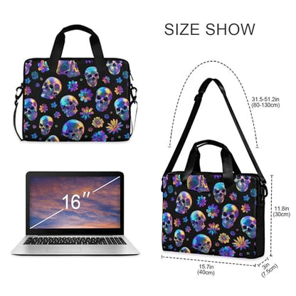 MNSRUU Laptop Bag for 15.6 inch Black Gothic Bats - color: Skull I23293