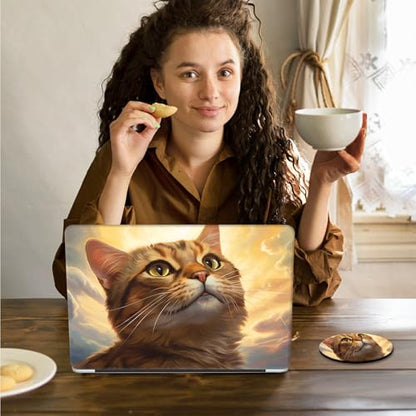 Laptop Skin Sticker Decal 15.6 Inch,12 13 13.3 14 15 15.6 in Laptop Netbook Skins for Notebook,Art Decal Removable Waterproof Scratch Resistant,Universal Vinyl Cover,Orange Cat Sky - color: Orange Cat Sky