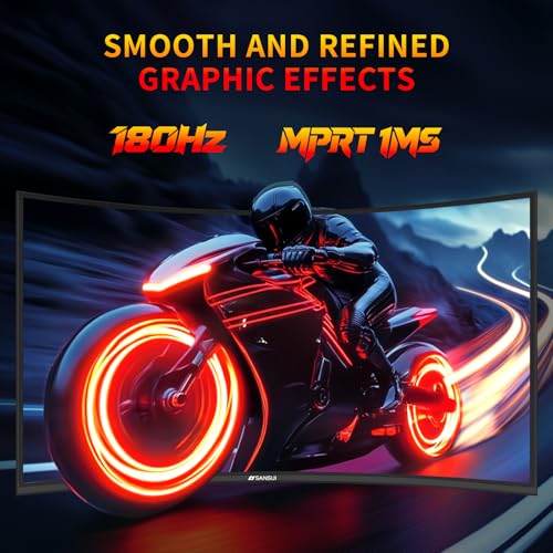 SANSUI 27 Inch WQHD 2560X1440 Curved Gaming Monitor, 180Hz MPRT 1ms Computer Monitor,HDMI2.0 * 2, DP1.2 * 2, Freesync, Curved 1500R, 5000:1 Contrast Ratio, 120% sRGB,HDR(ES-G27C1Q DP Cable Included) - size: 27