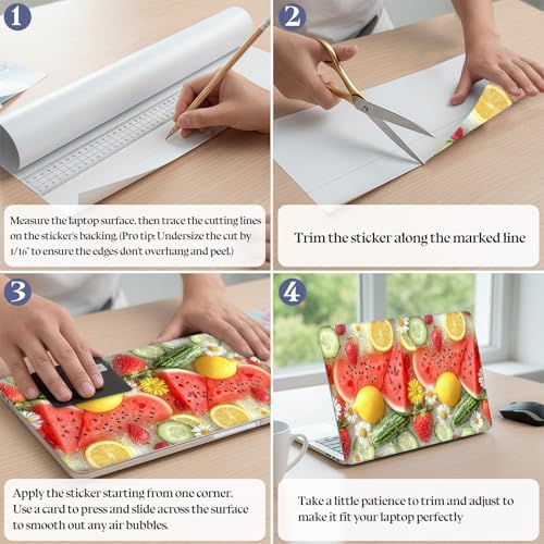 Universal Laptop Skin Sticker Decal,15.6 Inch Laptop Vinyl Cover for 13" 14" 15.6" Laptop,Scratch-Resistant Waterproof Protector Wrap,Reusable with Wrist Pads,Summer Fruit Ice Pattern - color: Summer Fruit Ice Pattern
