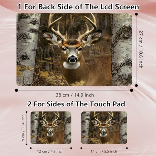 Laptop Skin Sticker Decal 12" 13" 13.3" 14" 15" 15.6",Waterproof Scratch Resistant Vinyl,Reusable Easy to Apply,for MacBook HP Dell Notebooks Netbooks Laptop,2 Wrist Pads,Cute Deer Forest - color: Cute Deer Forest