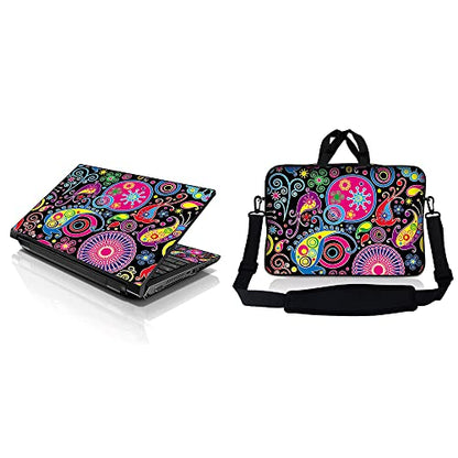 Laptop Sleeve Bag Carrying Case w/Handle & Adjustable Shoulder Strap & Matching Skin Sticker Compatible with 15" 15.4" 15.6" Dell, Asus, Acer - Art Design - color: Art Design, size: 15 inch
