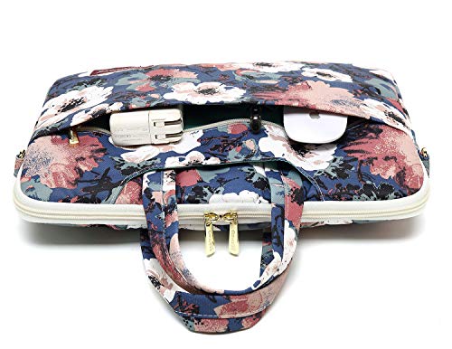 Camellia Pattern Laptop Shoulder Messenger Case Bag With 270 Degree Rebound Bubble Protection For Macbook Pro 15 and 15 inch-15.6 inch Laptop - color: ‎camellia(270 Cushioned)