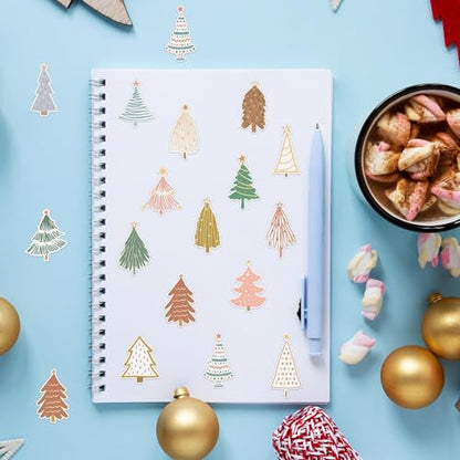 CNhoqc Boho Tree Sticker Rolls, 1000 Pcs Boho Coquette Style Pine Tree | Waterproof Vinyl Reusable Laptop Sticker Coloring Book Scrapbook Water Bottle Page Activity Pad Party Favors Junk Journal - style: Boho Christmas Tree