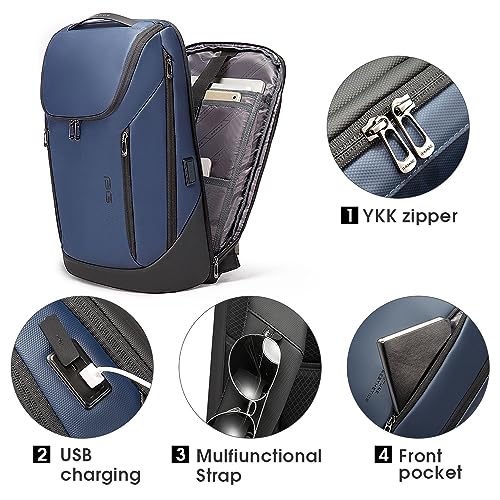 BANGE Business Smart Backpack Waterproof fit 15.6 Inch Laptop Backpack with USB Charging Port,Travel Durable Backpack - color: Blue