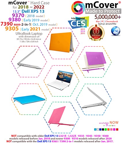 mCover Hard Shell Case ONLY Compatible for 13.3" Dell XPS 13 9370 (2018) 9380 (2019) / 9305 (2021) / 7390 non-2-in-1 Models (NOT Fitting Other Dell Models) Notebook Computers - Purple - color: Purple