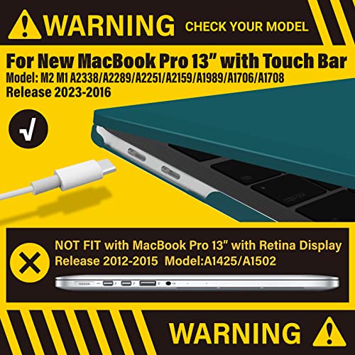 IBENZER Compatible with MacBook Pro 13 Inch Case M2 M1 2026 2025 2024 2023 2022 A2338 A2289 A2251 A2159 A1989 A1706 A1708, Hard Shell Case & Keyboard Cover for Mac Pro 13, Quezhal Green, T13QUGN+1 - color: Quezhal Green