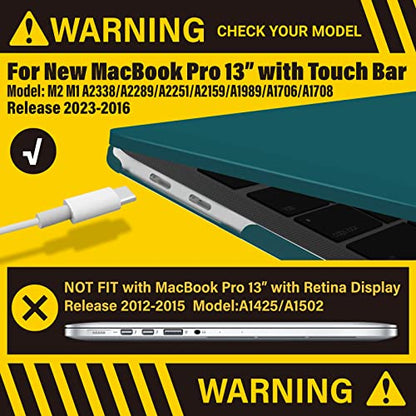 IBENZER Compatible with MacBook Pro 13 Inch Case M2 M1 2026 2025 2024 2023 2022 A2338 A2289 A2251 A2159 A1989 A1706 A1708, Hard Shell Case & Keyboard Cover for Mac Pro 13, Quezhal Green, T13QUGN+1 - color: Quezhal Green