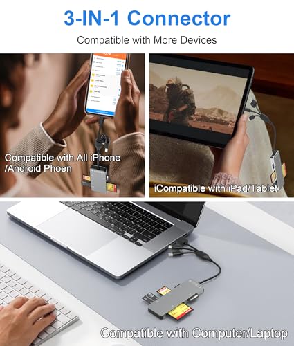 Memory Stick Pro Duo Adapter for iPhone/USB C/PC - Aluminum 5 in 1 SD/TF/CF/MS/XD Picture Card Reader, Multi Memory Card Reader USB C Lightning OTG Adapter Memory Stick Pro Duo Mark 2 Adapter