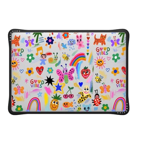 CASETiFY Impact MacBook Pro 13" (M1/M2/Intel) Case [Cushioned Impact Corners/Scratch-Resistant/Anti-Slip Grip] - Good Vibes - Clear Black - color: Good vibes, size: MacBook Pro 13