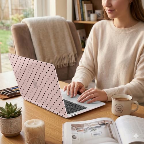 DONGKE Case for MacBook Air 13 Inch (2021-2018 Models A2337 M1/A2179/A1932), Chalk Pink Polka Dots Hard Shell Case with Keyboard Protector, Compatible with Retina Display and Touch ID - color: Chalk Pink Polka Dots