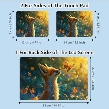 Universal Laptop Skin Sticker with 2 Wrist Pad Skins, Waterproof Scratch Resistant Vinyl Laptop Cover Decal, Cut to Fit for 11–15.6 Inch MacBook HP Dell Lenovo, Fox - color: Fox