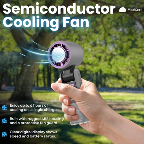 ArcticPad Portable Peltier Chill-Pad Fan - Cooling Handheld Fan with Cold Plate - 13K RPM, 100 Speeds & LED Display - USB Rechargeable Battery Powered Travel Fan - Midnight Black - color: Midnight Black