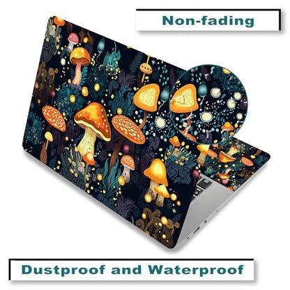 Laptop Skin Sticker Decal Cover, 11.6”12" 13" 13.3" 14" 15" 15.4" 15.6" Laptop Netbook Skin Sticker Cover Art Notebook Protector (2 Wrist Pad Included), Removable Reusable, Cute Fantasy Mushroom - color: Cute Fantasy Mushroom