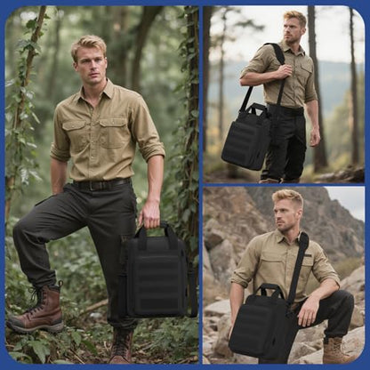 Tactical Messenger Bag, Laptop Briefcase MOLLE Shoulder Pack Handbag | Heavy Duty, Adjustable Strap, Water-resistan, Fit 14inch Tablet, Satchel Work Bag, for Outdoor, Hiking, Travel - color: Black