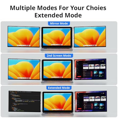 AYY Laptop Screen Extender, 14" FHD 1200P Portable Triple Monitor for 13"-17" Laptops, Aluminum Alloy Stand, Compatible with MacOS/Windows/Chrome - size: 14 Inch, style: Dual 1200P