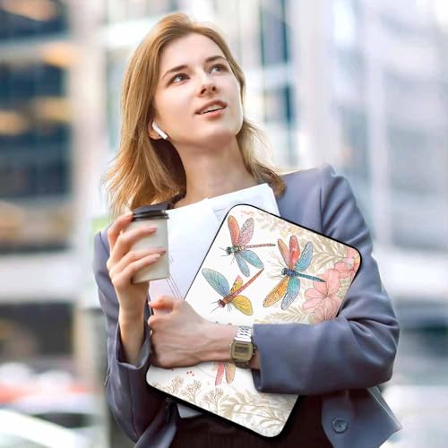 Laptop Sleeve Bag 15.4 15.6 Inch,Dragonfly Retro Flower Tree Garden Protective Polyester Computer Cases Laptop Cover Briefcase Bag Tablet Travel Cover - color: LPS-007