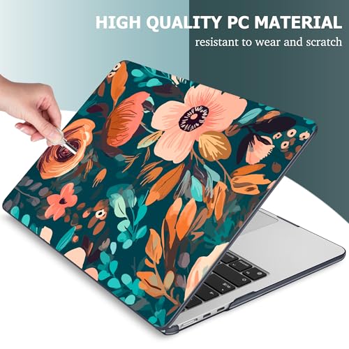 Mektron for 2026/2025/2024/2023 MacBook Air 15 INCH M5 A3448 /M4 A3241 /M3 A3114 /M2 A2941 Case, Printed Plastic Hard Shell Cover with 15.3" Liquid Retina Display Touch ID, Abstract Florals - color: Abstract Florals