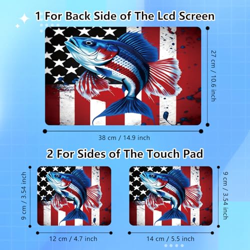 Universal Laptop Skin Sticker Decal for 11.6”12" 13" 13.3" 14" 15" 15.4" 15.6" Reusable Waterproof Scratch-Scratch Resistant Protective Vinyl Laptop Notebook Skin Stickers - American Flag & Fish - color: American Flag & fish