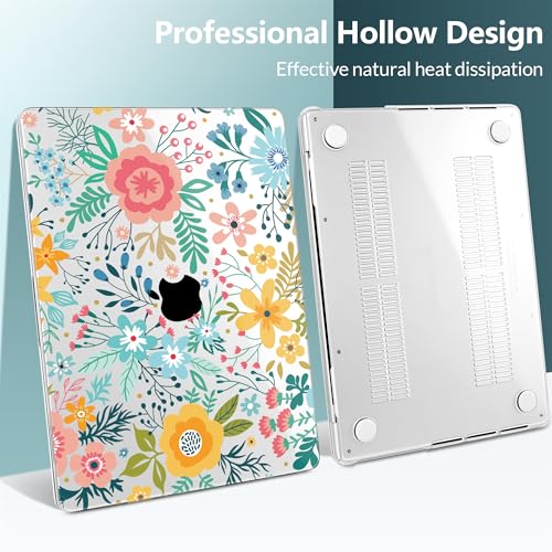 TWOLSKOO Compatible with MacBook Pro 14 inch Case 2023 2022 2021 Release M2 A2779 M1 A2442 Pro/Max Chip with Touch ID, Plastic Hard Shell Case & Keyboard Cover & Screen Protector, Abstract Flower - color: Abstract Flower