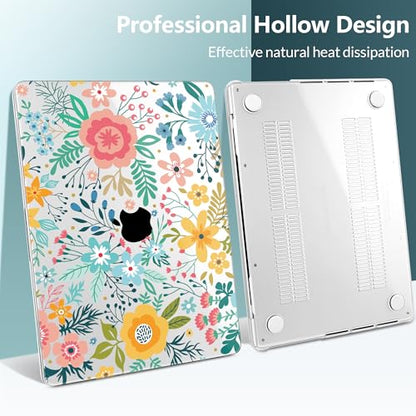 TWOLSKOO Compatible with MacBook Pro 14 inch Case 2023 2022 2021 Release M2 A2779 M1 A2442 Pro/Max Chip with Touch ID, Plastic Hard Shell Case & Keyboard Cover & Screen Protector, Abstract Flower - color: Abstract Flower