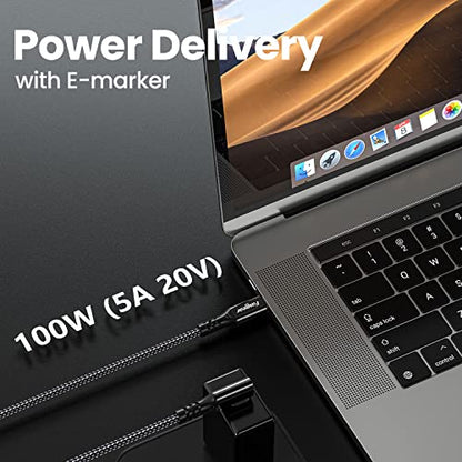Fasgear USB C 3.2 Gen 2x2 Cable, 6ft, Black | 90 Degree, 20Gbps, 4K Video, 100W Charging, Compatible with [Thunderbolt 3/4] Mac-book Pro,i-Pad Pro, USB-C Devices - color: Black, size: 6 ft