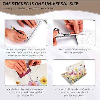 Laptop Skin 12.1-15.6 inch Removable Universal Reusable Laptop Sticker Decal,Waterproof No Residue Vinyl Cover,Scratch-Resistant Cuttable Full Wrap Sticker for Notebook, Wildflower Daisy Butterfly - color: Wildflower Daisy Butterfly
