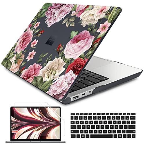Batianda Case for 13.5" Microsoft Surface Laptop 5 4/3 with Alcantara Palm Rest Model 1950, Designed Protective Plastic Hardshell & Keyboard Cover & Screen Protector, Peony - color: Peony, size: with Alcantara Palm Rest