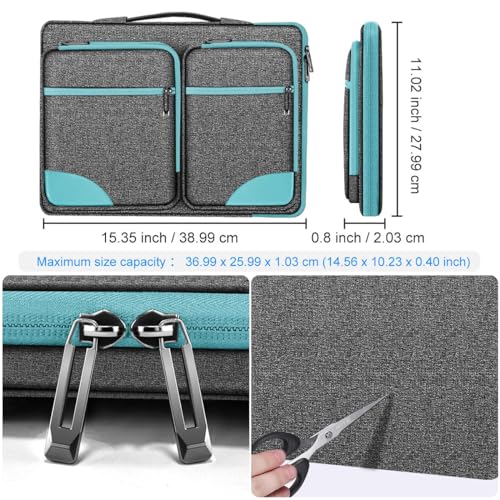 Hseok Laptop Case 15 15.6 16 inch Sleeve with Handle and Hidden Straps,Compatible with MacBook Neo 16",MacBook Pro Air 16" 15", 360°Protective PC Briefcase with 4 Pockets for Accessories,Sapphire - color: Sapphire