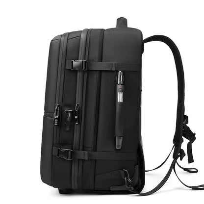 60L Vacuum Compression Backpack with Wheels Expandable Men Waterproof Carry On Luggage Travel Backpacks 17 inch Laptop Backpack Flight Approved (No Pump)