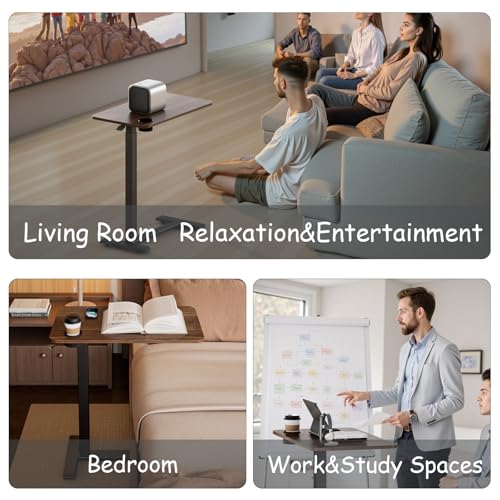 BIZUM Adjustable Hospital Bed Table on Wheels, Rolling Bedside Table Walnut | Adjustable height 29.7-43.3in, 27.6x15.8in surface, cup holder, 22lb capacity, pneumatic lift, 4 swivel wheels - color: Walnut