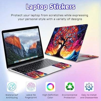Universal Laptop Skin Sticker Decal, Compatible with MacBook HP Dell Lenovo 12"-15.6", Reusable Vinyl Notebook Cover 3PCS Set, High-Recognition Film-Sparking Clolorful Tree - color: Sparking Clolorful Tree