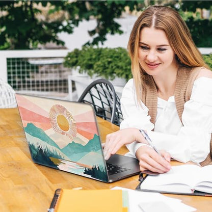 Laptop Skin Sticker Decal, Universal Reusable Vinyl Laptop Cover for 12" 13" 13.3" 14" 15" 15.4" 15.6" Notebook PC, Reusable Waterproof Scratch-Resistant with 2 Wrist Pads,Art Landscape Sun - color: Art Landscape Sun