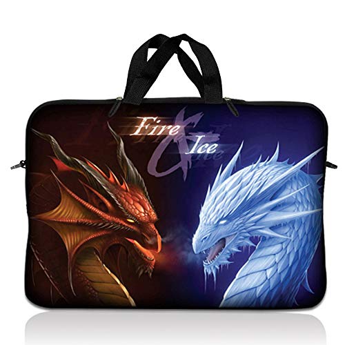 LSS 10.2 inch Laptop Sleeve Bag Compatible with Acer, Asus, Dell, HP, Sony, MacBook and More | Carrying Case Pouch w/Handle, Fire &Ice Dragons - color: Fire & Ice Dragons, size: 8 in -10.2 in