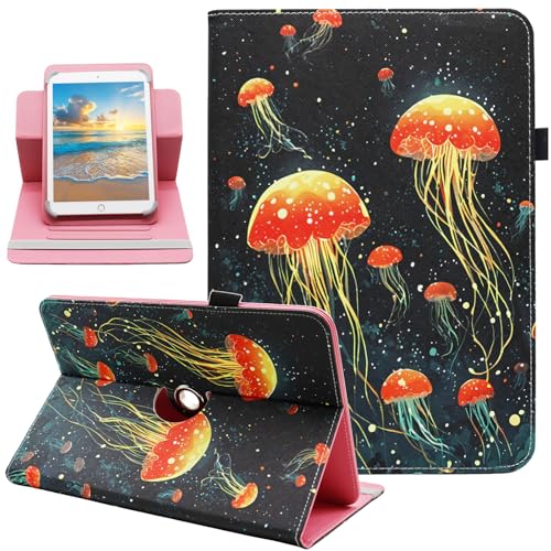 Universal 10 10.1 Inch Android Tablet Case, Dluggs 360 Degree Rotating Multi-Angle Viewing Stand Universal Case Cover for 10 10.1 and All 9.5-10.5 Inch Tablet, Jellyfish - color: Jellyfish