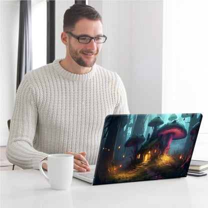 Universal Laptop Skin, DIY Cut-to-Fit Vinyl Cover Compatible with HP, Dell, Lenovo, Mac (13.3" to 15.6"), Anti-Scratch, No Residue & Bubble-Free Protective Decal Sticker, Fairy Mushroom House - color: Fairy Mushroom House