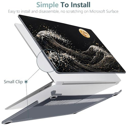 Batianda Midnight Wave Case for Microsoft Surface Laptop 15 inch | Fits Surface Laptop for Business 8th Edition 2026 & Surface Laptop 7 15" 2024, 4-in-1 Bundle, Slim Hard Shell, Precision Fit - color: Midnight Great Wave