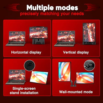 CIDETTY Laptop Screen Extender Portable Monitor, Dual 16.1" 1080P FHD IPS Screen, Detachable Monitor Extender for Laptop, Fit for 13-17" Laptops, Compatiable with Windows/Mac/Chrome/Android