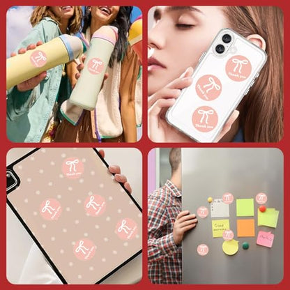 for iPad Case with 10 sets Cute DIY Vinyl Laptop Stickers Tweezers Decals, Waterproof Aesthetic Stickers Suitable for Phone, Water Bottles, Cups,Suitcases, Anywhere-Pink-White Polka Dot Bow - color: Pink-white Polka Dot Bow