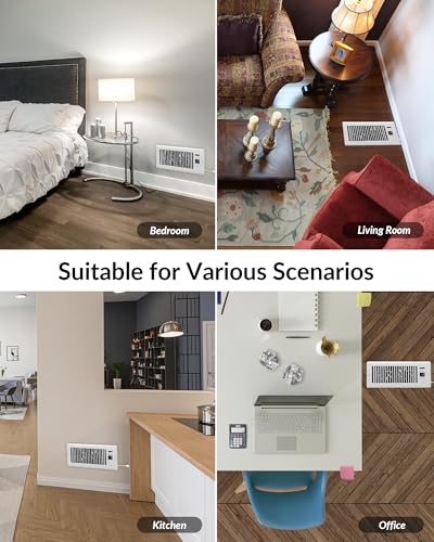 Howeall Super Quiet Register Booster Fan for 4" x 12" Register Holes, Smart Vent with Dual Intelligent Thermostat and WIFI App Control, Heating Cooling AC Vent Fan (White) - color: White, size: 4" x 12"