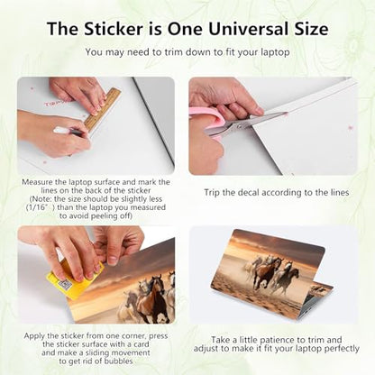 Laptop Skin Sticker Decal, Universal Reusable Vinyl Laptop Cover for 12" 13" 13.3" 14" 15" 15.4" 15.6" Notebook PC, Reusable Waterproof Scratch-Resistant with 2 Wrist Pads,Art Running Horse - color: Art Running Horse