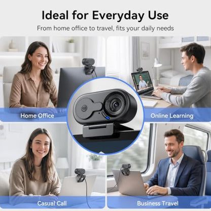 EMEET C100 1080P Webcam for PC, Built-in Mic, Rotating Privacy Cover, Portable Metal Clip, Computer Camera for Home Office, Meetings, Learning, Streaming, External Webcam for Desktop, Laptop, PC USB-A - style: Smooth 1080P w/ Stable Fixed Focus