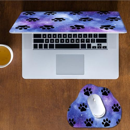 Laptop Skin Sticker Decal 15-15.6 Inch with Cute Mouse Pad, Universal Reusable Vinyl Sticker for 12.1 13 13.3 14 15.4 Inch Netbook and Notebook PC, Galaxy Paw Print - color: Galaxy Paw Print