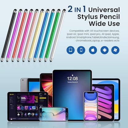 Stylus Pen for Touchscreen 20 Pack, 2 in 1 Universal Stylus High Precision Sensitivity, Stylus Pen for ipad, iPhone, Android, Galaxy Microsoft,Chromebook Tablet All Capacitive Touch Screens - color: Metallic Colors-20pack