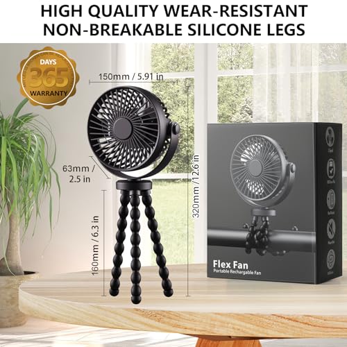 snawowo Mini Handheld Personal Portable Fan, Baby Stroller Fan, Car Seat Fan, USB or Battery Powered, with Flexible Tripod Clip on Student Bed Desk Bike Crib Treadmill Camping Traveling(Black) - color: C-Black