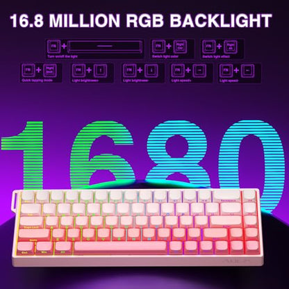 AULA WIN68 HE Mechanical Gaming Keyboard 60%, Hall Effect Magnetic Switch, Fast Trigger Mode Adjustable Actuation, 8000Hz Polling Rate, RGB Backlit, Wired Pink Keyboard for Laptop/PC Gamer - color: Pink-standard version